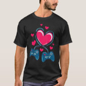 Valentines Day Heart Gamer V Is For Video Games T-shirt (Voorkant)
