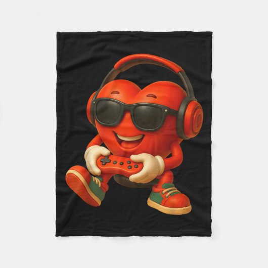 Valentines Day Heart Gamer Video Gaming Boys Men K Fleece Deken (Voorkant)