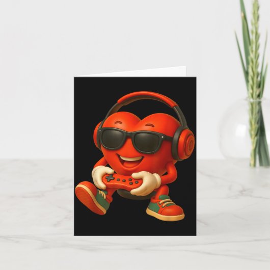 Valentines Day Heart Gamer Video Gaming Boys Men K Kaart (Voorkant)
