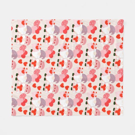 Valentines Day Heart Gnome Lover Fleece Deken (Voorkant (Horizontaal))