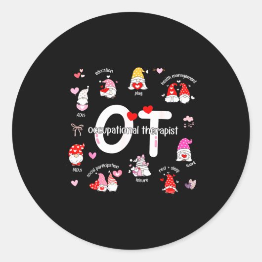 Valentines Day Heart Occupational Therast Ot Thera Ronde Sticker (Voorkant)