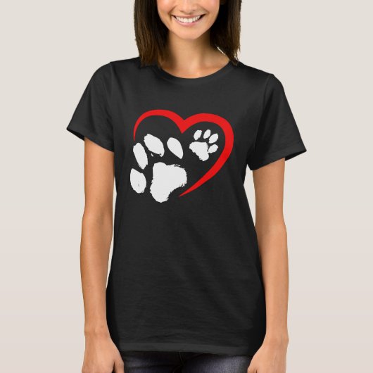 Valentines Day Heart Paws Funny Cat Dog Lover Adul T-shirt (Voorkant)