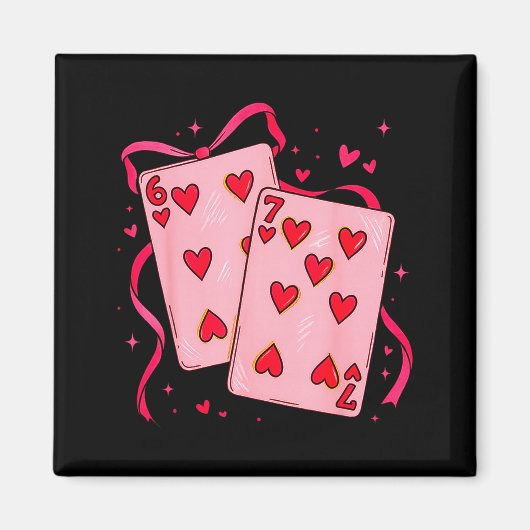 Valentines Day Heart Playing Cards In Love Funny 6 Magneet (Voorkant)
