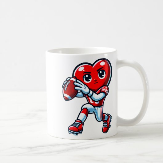 Valentines Day Heart Quarterback Football Srts Koffiemok (Rechts)