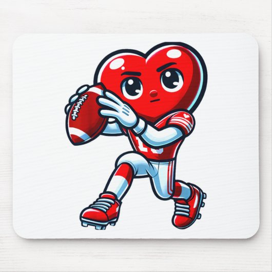 Valentines Day Heart Quarterback Football Srts  Muismat (Voorkant)