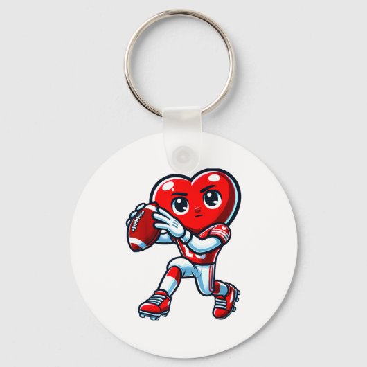Valentines Day Heart Quarterback Football Srts Sleutelhanger (Voorkant)
