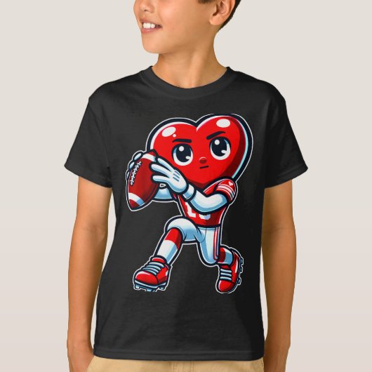 Valentines Day Heart Quarterback Football Srts T-shirt (Voorkant)