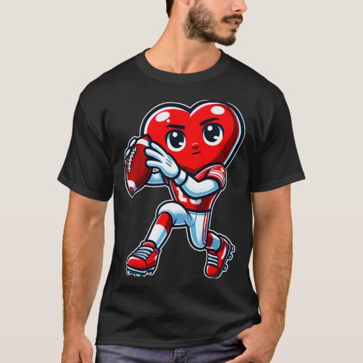 Valentines Day Heart Quarterback Football Srts T-shirt (Voorkant)