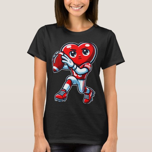 Valentines Day Heart Quarterback Football Srts T-shirt (Voorkant)
