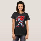Valentines Day Heart Quarterback Football Srts T-shirt (Voorkant volledig)