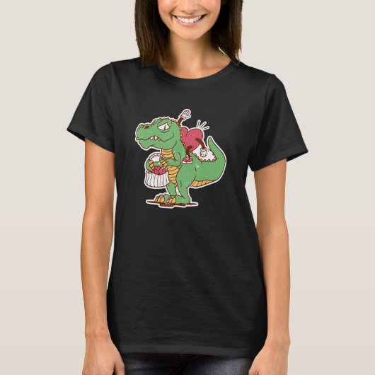 Valentines Day Heart Riding Dinosaur Rex  V Day Sa T-shirt (Voorkant)