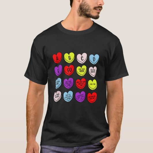 Valentines Day Hearts ABCDEFU Women Men Vale T-shirt (Voorkant)