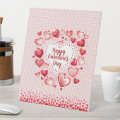Valentine's Day Hearts and Gingham Check Reclamebord Met Voetstuk (Insitu)