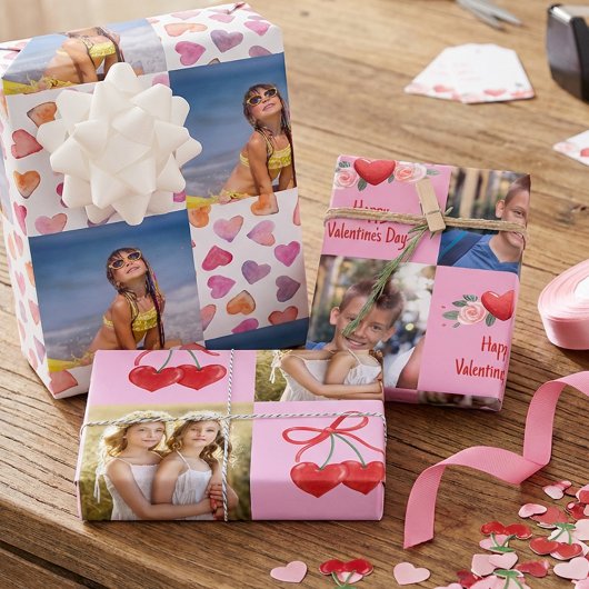 Valentine's Day Hearts and Square Photos Set of 3 Inpakpapier Vel
