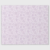 Valentines Day Hearts Candy Lollipop Preppy Lilac Cadeaupapier (Vlak)