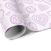 Valentines Day Hearts Candy Lollipop Preppy Lilac Cadeaupapier (Rol Hoek)