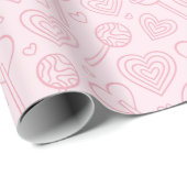 Valentines Day Hearts Candy Lollipop Preppy Pink Cadeaupapier (Rol Hoek)
