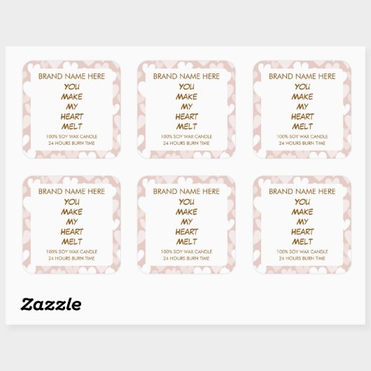 Valentine's Day Hearts Custom Candle Labels (Vel)