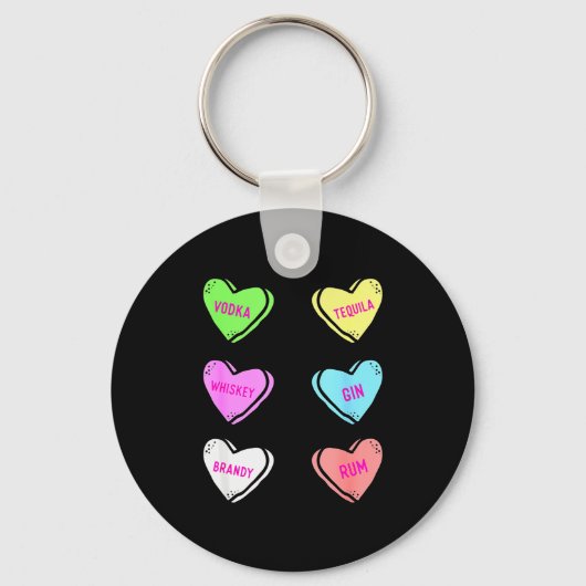 Valentines Day Hearts Drinking Liquor Lovers Anti  Sleutelhanger (Voorkant)
