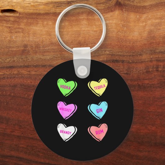 Valentines Day Hearts Drinking Liquor Lovers Anti  Sleutelhanger (Voorkant)
