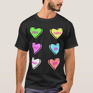 Valentines Day Hearts Drinking Liquor Lovers Anti  T-shirt