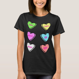 Valentines Day Hearts Drinking Liquor Lovers Anti  T-shirt