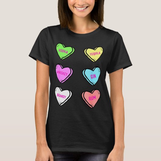 Valentines Day Hearts Drinking Liquor Lovers Anti  T-shirt (Voorkant)