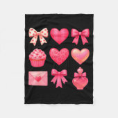 Valentines Day Hearts Leopard Coquette Bow Party W Fleece Deken (Voorkant)