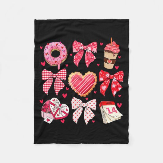 Valentines Day Hearts Leopard Coquette Bow Women G Fleece Deken (Voorkant)