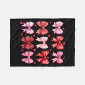 Valentines Day Hearts Leopard Coquette Bow Women G Fleece Deken (Voorkant (Horizontaal))