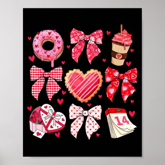 Valentines Day Hearts Leopard Coquette Bow Women G Poster (Voorkant)