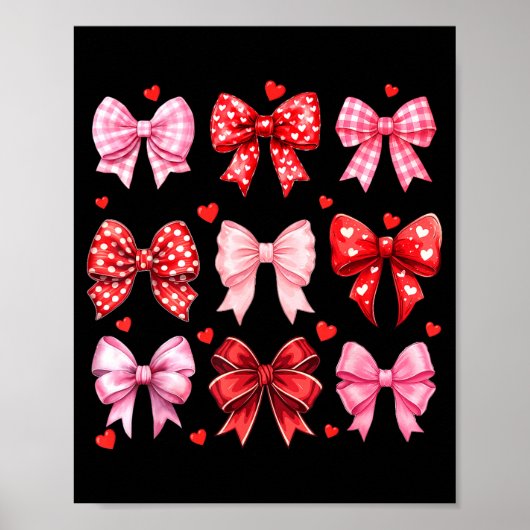 Valentines Day Hearts Leopard Coquette Bow Women G Poster (Voorkant)