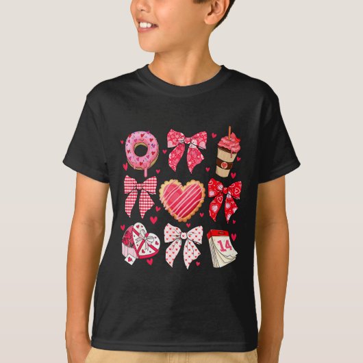 Valentines Day Hearts Leopard Coquette Bow Women G T-shirt (Voorkant)