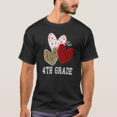 Valentines Day Hearts Leopard Red Plaid 4th Grade  T-shirt (Voorkant)