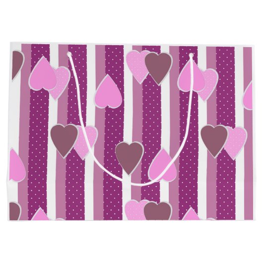 Valentine's Day hearts on striped background  Groot Cadeauzakje (Achterkant)