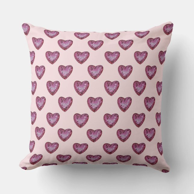 Valentine's Day Hearts Pink Disco Ball Hearts Kussen (Voorkant)