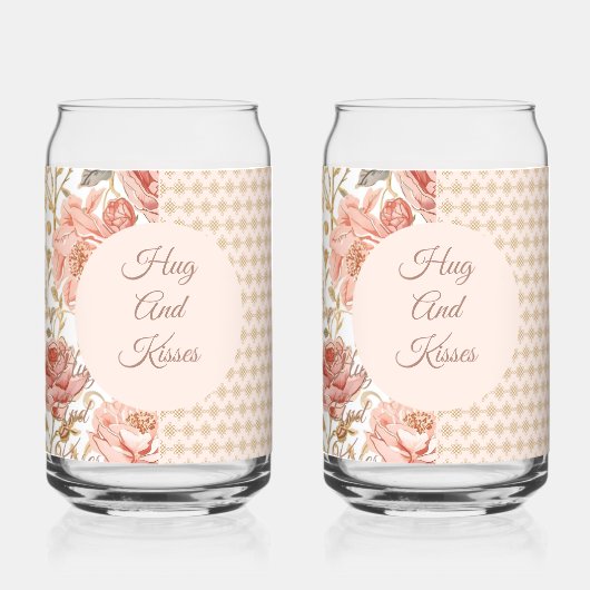 Valentine's Day, Hug and Kisses,Flowers,Gold Pixel Blikvorm Glas (Voorkant)