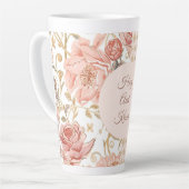 Valentine's Day, Hug and Kisses,Flowers,Gold Pixel Latte Mok (Linkerhoek)