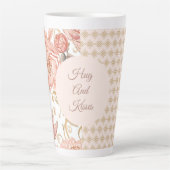 Valentine's Day, Hug and Kisses,Flowers,Gold Pixel Latte Mok (Voorkant)