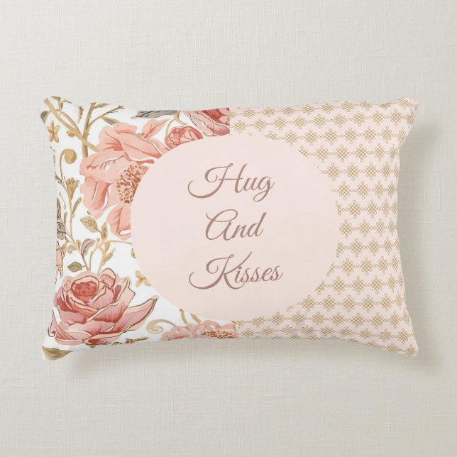 Valentine's Day, Hug and Kisses, Flowers, Pixels Accent Kussen (Voorkant)