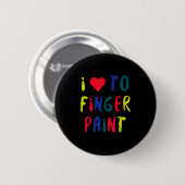 Valentines Day I Love To Finger Paint Matching Cou Ronde Button 5,7 Cm (Voorkant /achterkant)