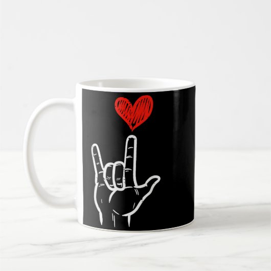 Valentines Day I Love You Hand Sign Asl Heart Wome Koffiemok (Links)