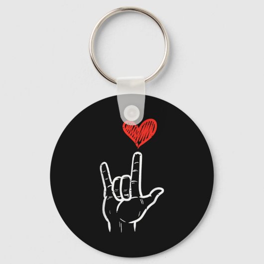 Valentines Day I Love You Hand Sign Asl Heart Wome Sleutelhanger (Voorkant)
