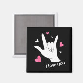 Valentines Day I Love You Hand Sign Language Asl H Magneet (Voorkant / Achterkant)