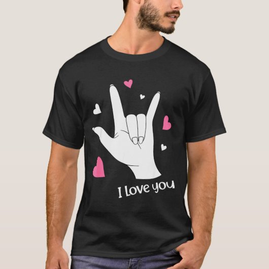 Valentines Day I Love You Hand Sign Language Asl H T-shirt (Voorkant)