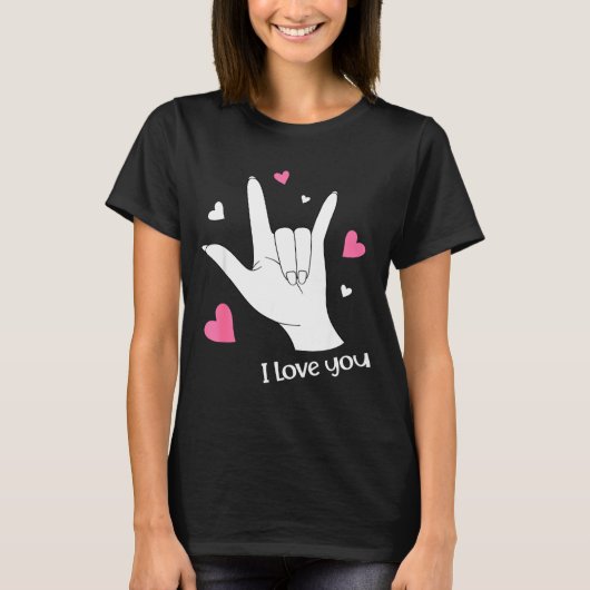 Valentines Day I Love You Hand Sign Language Asl H T-shirt (Voorkant)
