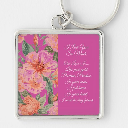 Valentines Day, I Love You So Much, Love Poem Keyc Sleutelhanger (Voorkant)