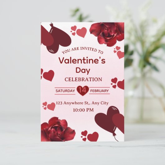 Valentine's Day Invitation Card Kaart (Staand voorkant)