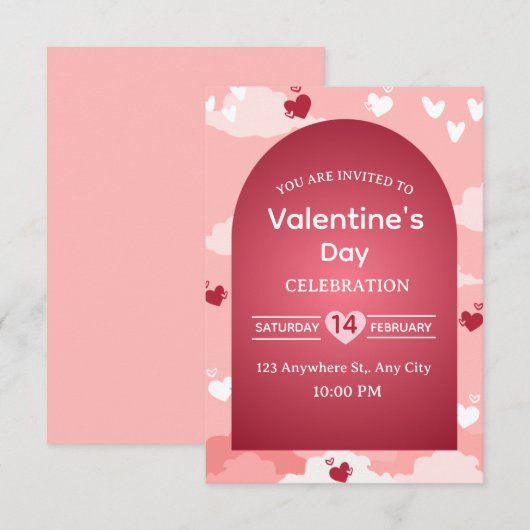 Valentine's Day Invitation Card Kaart (Voorkant / Achterkant)