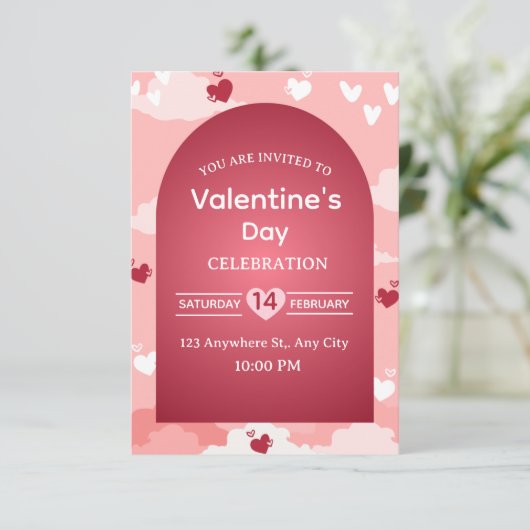 Valentine's Day Invitation Card Kaart (Staand voorkant)